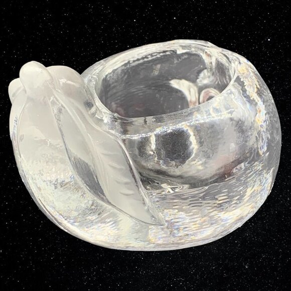 Vintage Art Glass Clear Partial Frosted Pear Votive Candle Holder 2.25”T 3.5”W - Picture 3 of 7